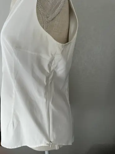 Armani Collezioni Womens White Cotton Button Down Sleeveless Blouse Top Size 12