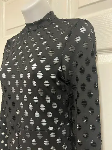 Black Hollow Cut Out Long Sleeves Patchwork Skinny Jumpsuit