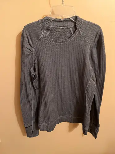 Lululemon Think Fast Long Sleeve in Heathered Herringbone Silver Spoon Slate