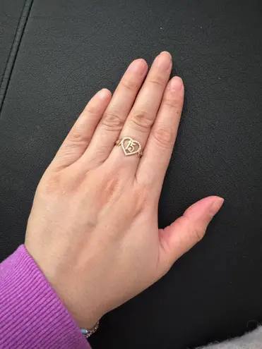 Handmade 14k heart shaped 15 yr Diamond Imperial 1/10Ct TDW Quinceañera XV H-I ,12 gold Yellow