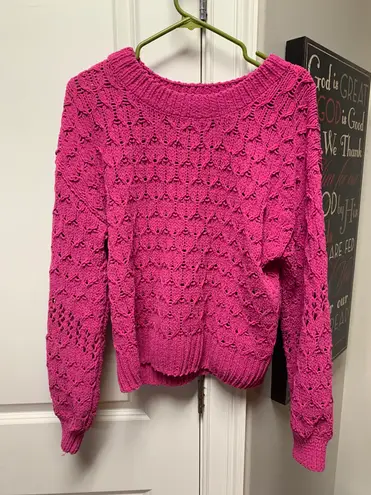 Francesca's Hot Pink Knit Sweater 