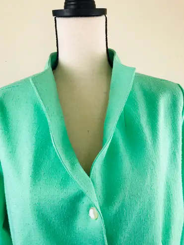 Vintage 70s 80s Mint Green Textured Skirt Suit Pleated Skirt 16 1/2 Size L