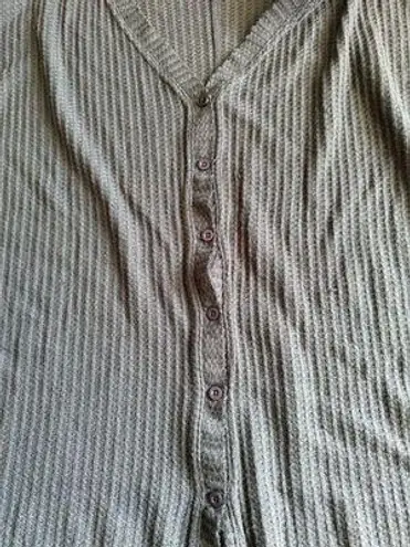 If You Be My Star I'll Be Your Sky Women's Large Navy Waffle Knit Blouse EUC Blue