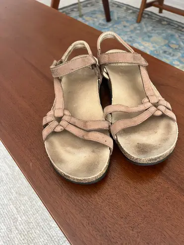 Teva Ventura cork tank khaki leather Velcro cross strap utility sandals 11