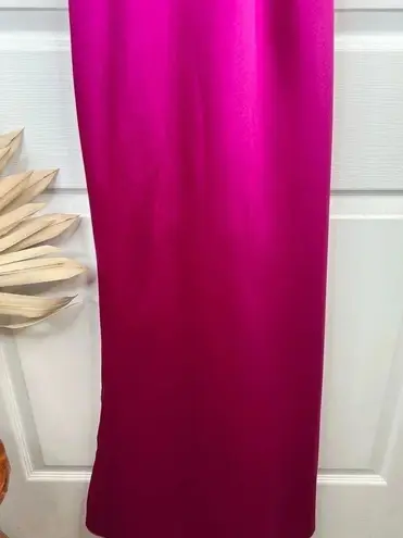XScape Women's Size 6 Magenta Satin Gown Rose Applique Formal Dress