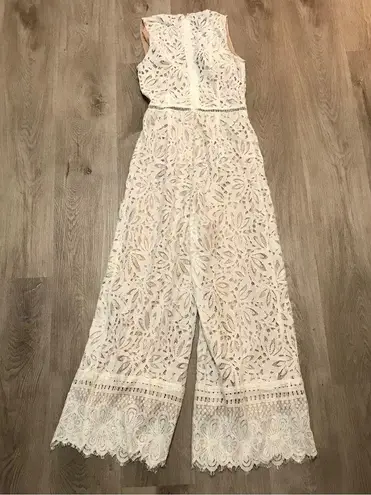 Lulus  Amora White Lace Jumpsuit Bridal Bride Bachelorette Wedding Small