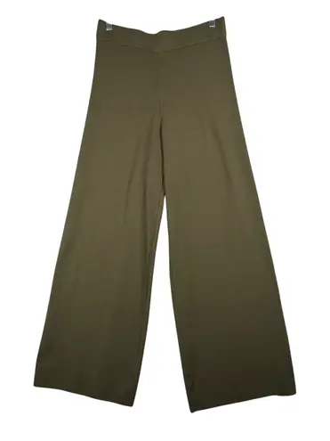 Marled Knit Pants Wide Leg Lounge Women M Olive Green Comfy Casual Size M