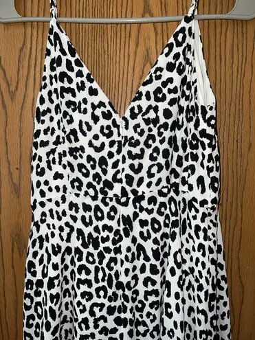 EXPRESS White/Black Leopard Midi Dress