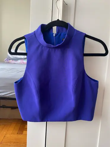 Black Halo - Elegant Blue Women's Crop Top - Size 2 Center Back Hidden Zipper