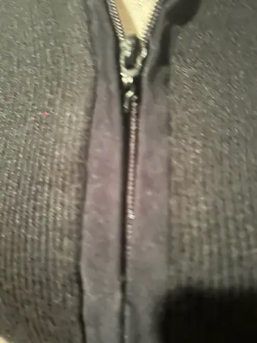 Black Zip Front Sweater With Suede Detailing