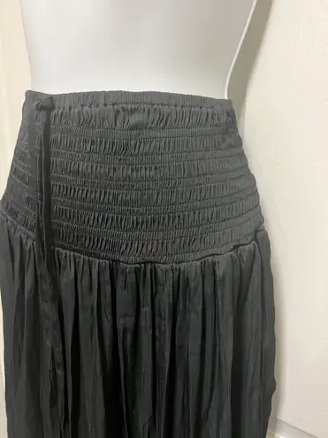 Hudson Gray Black Smocked Wide-Leg Pant