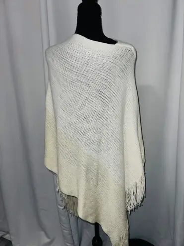 ZARA White And Beige Poncho / Cape