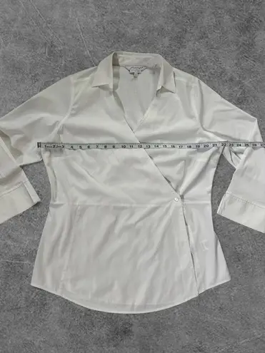 Foxcroft NYC White Wrap Blouse – Size 12 Shaped Non-Iron Stretch