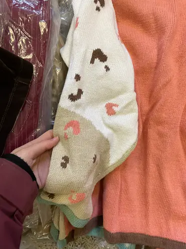 Storybook Knits Vintage Rare 1X Cardigan Palm Tree And Cheetah Print