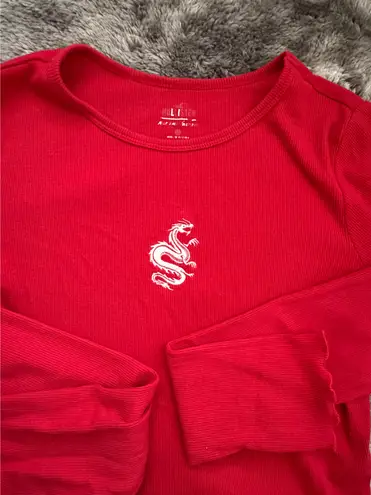 Hollister Holster Dragon Red Lettuce Longsleeve 