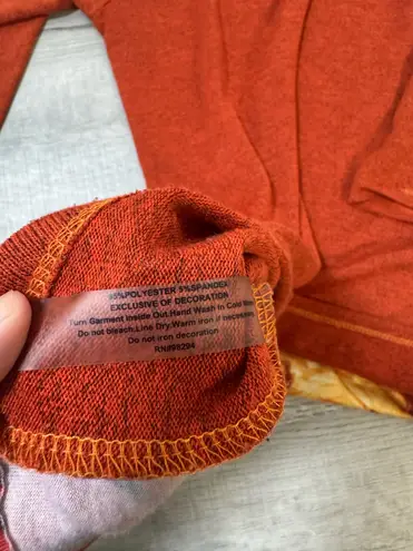 Onque Casual Halloween Top S Black Cat Pumpkin Witch Hat Rhinestone Tunic Orange