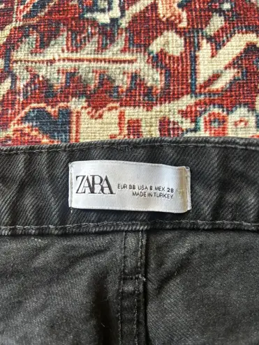 ZARA High Waisted Black Ripped Jeans