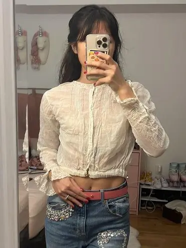 Vintage edwardian lace edgaed blouse Size XS