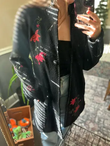 Nordic traders wool vintage floral jacket Black