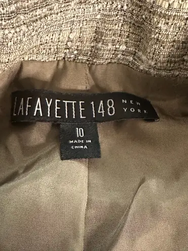 Lafayette 148 tan/cream wool/cotton blend tweed single-breasted blazer Size 10 - Image 7