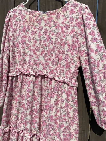 Women’s handmade spring floral print midi Dress Multi Size L