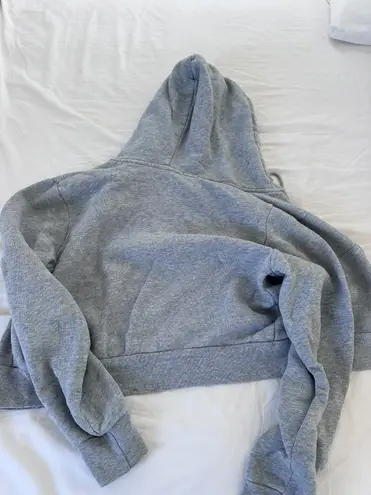 Brandy Melville Gray Cropped Hooded Zip Up