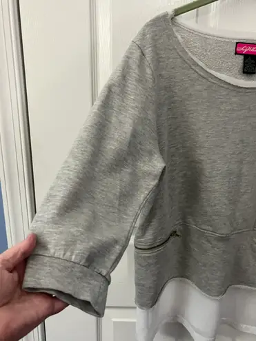 Say What? Say What Size Small Gray Mixed Media Top thumbnail 7