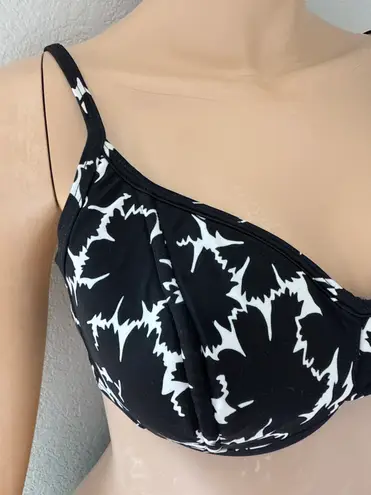 NEW Vintage Carabella Bikini Top Black White Floral Underwire Sz 10 Made Mexico