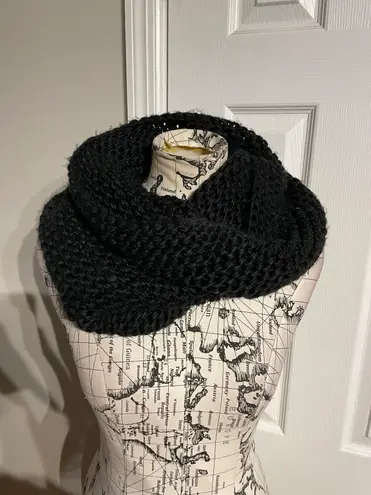 infinity Unisex Black Chunky Knit  Scarf Cozy Winter Accessory minimalist Whimsygoth