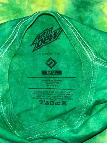 The Mountain Dew Logo Green Tie Dye Short Sleeve Tee Size Small