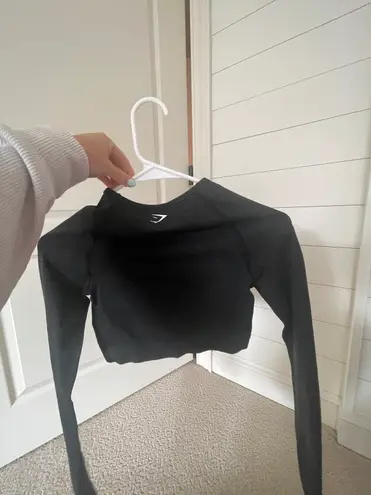 Gymshark Black Gym Shark Cropped Long Sleeve