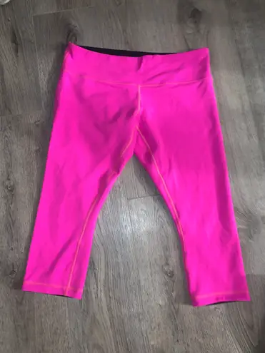 Lululemon Reversible Wunder Under Crop Leggings Pink/Black Size 10