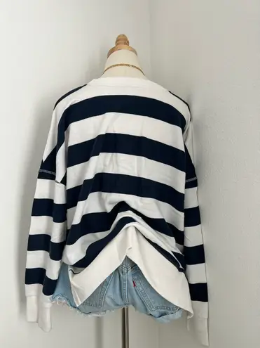 Blue & White Striped Crewneck Pullover Size XL