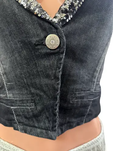 Black Sequin Halter Vest Size L