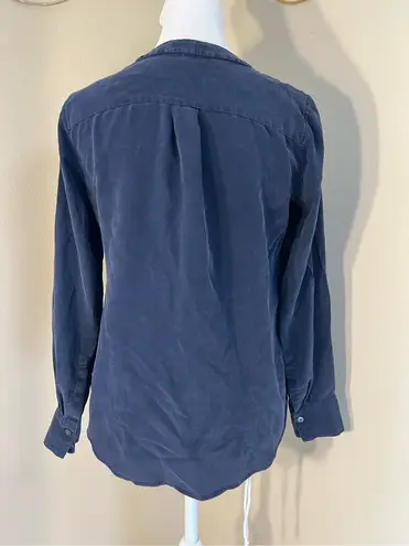 J.Crew  Dark Blue V Neck Long Sleeve Crepe Blouse Size 0