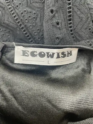 Ecowish Black Ruffle Sleeve A-Line Summer Dress Size Large