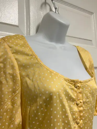 VERO MODA Yellow Polka Dot Button Front Top
