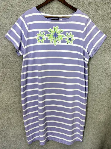 Bob Mackie Dress XL Purple Striped Embroidered Shift Beach Resort Casual Luxe