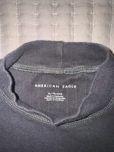 American Eagle Black Mock-Neck Long Sleeve Shirt