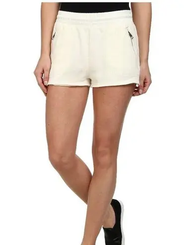 Diesel women's XXS cotton zipper pocket ivory "S-AVY" raw hem 'sweatpant' shorts