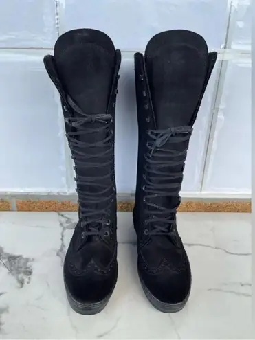 Tod's Gomminos combat moto style mid calf boots 6.5 Black