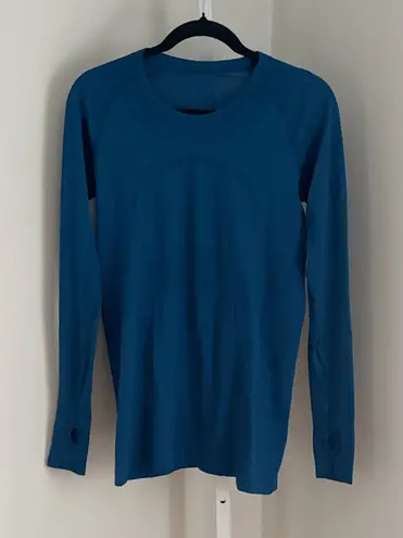 Lululemon  Blue Long Sleeve Swiftly Tech Top with Thumb Holes Womens Size 10 - Image 1