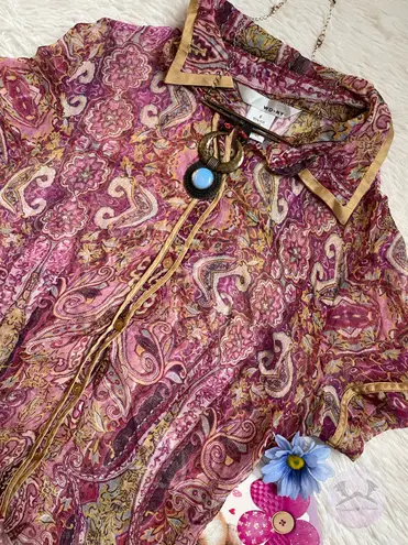 WD•NY Vintage silk WDNY Paisley print pink button shirt