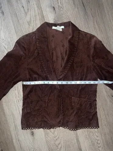 Y2k gems Vintage La Belle Dark Velvety Brown Corduroy Eyelet Blazer Jacket Size L