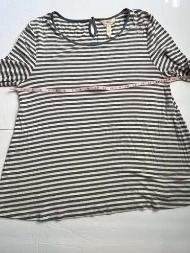 Matilda Jane Modal Blend Gray White Stripe Long Sleeve Top Size Medium