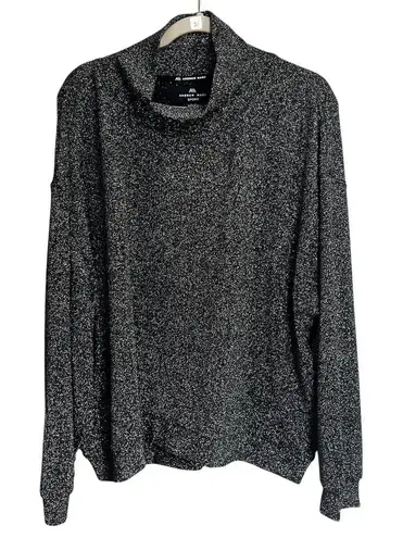 Andrew Marc Sport Womens 3X Black Silver Glitter Mock Neck Sweater Pullover