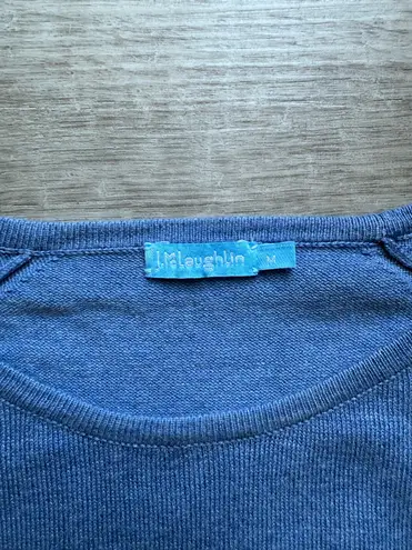 J. McLaughlin Jamey Blue Sweater Size M Button Accent Sleeves