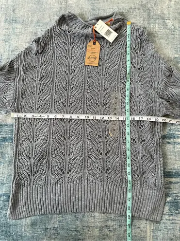 Weatherproof Vintage NWT Slub Pointelle Knit Mock Neck Sweater Dusty Blue Medium