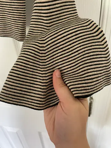 A.L.C. Shiloh Striped Crop Wool Blend Blouse