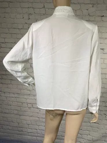 Vintage Yves St Clair White Beaded Blouse 10P M Petite